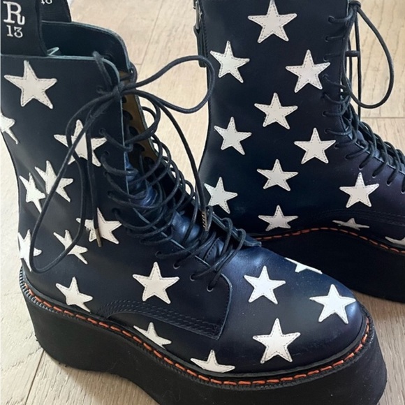 R13 Double Rockstar Stack Combat Boots - Picture 4 of 8